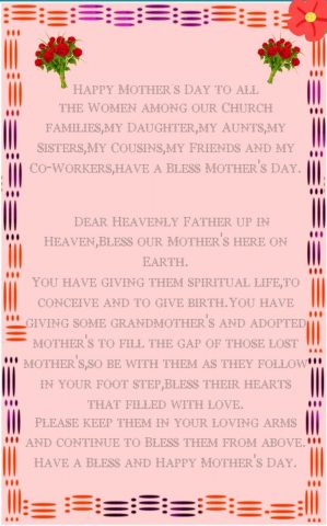 From Sister Parker to all the mothers at church. 